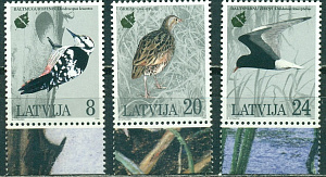 Латвия, 1995, Птицы, 3 марки без полей!